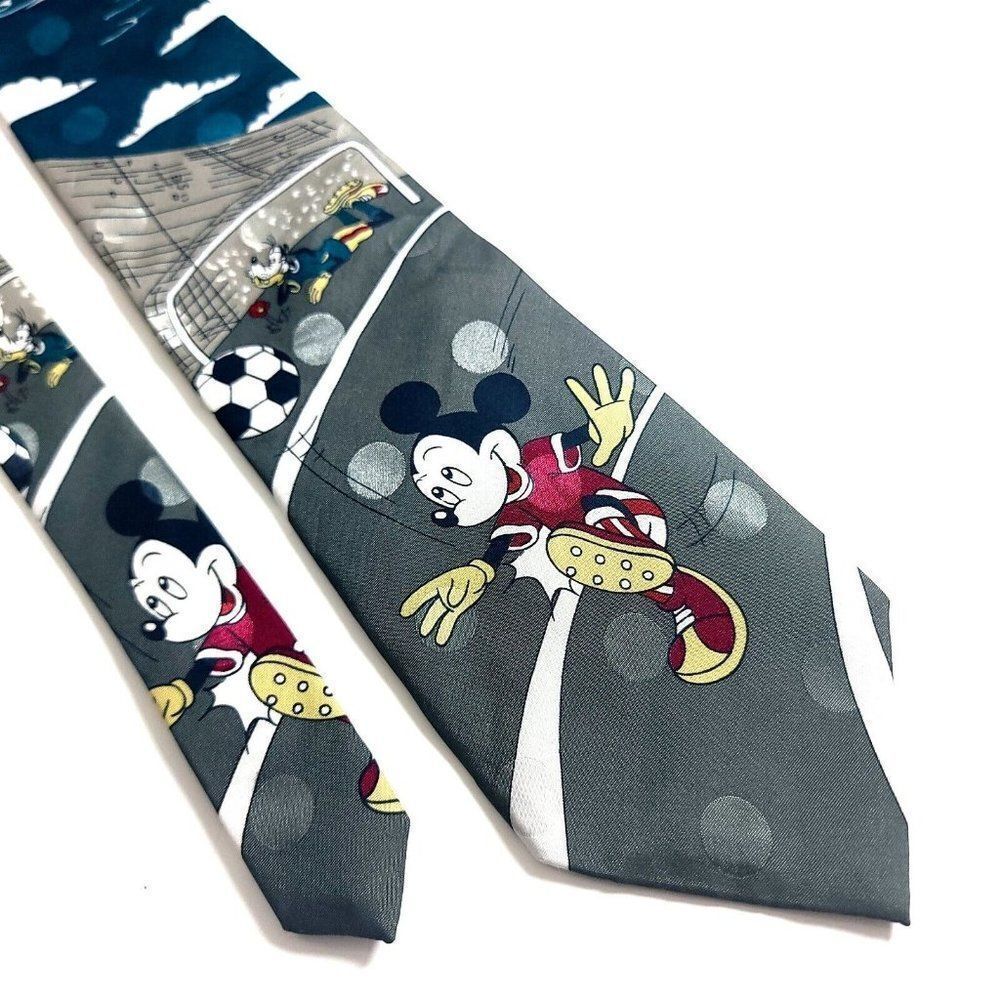 Disney Mickey Unlimited Soccer Green Jacquard Print PolyesterโShort Wideโ Tie